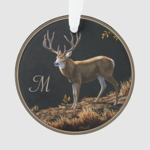 Ornamento Mule Deer Buck Autumn Trophy Antlers Monograma
