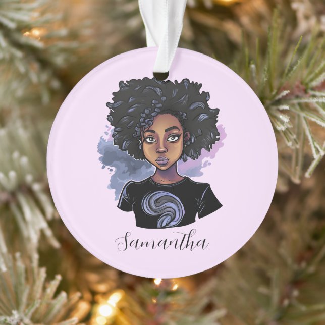 Ornamento Mulher Afro-Americana Personalizada (Árvore)