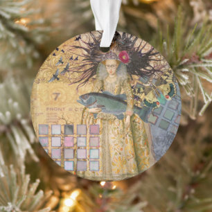 Ornamento Mulher Peixes Vintage Gótico Clássico