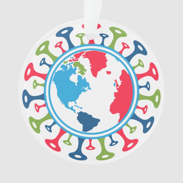 Ornamento Mundo Pandêmico do Vírus Corona (Frente)