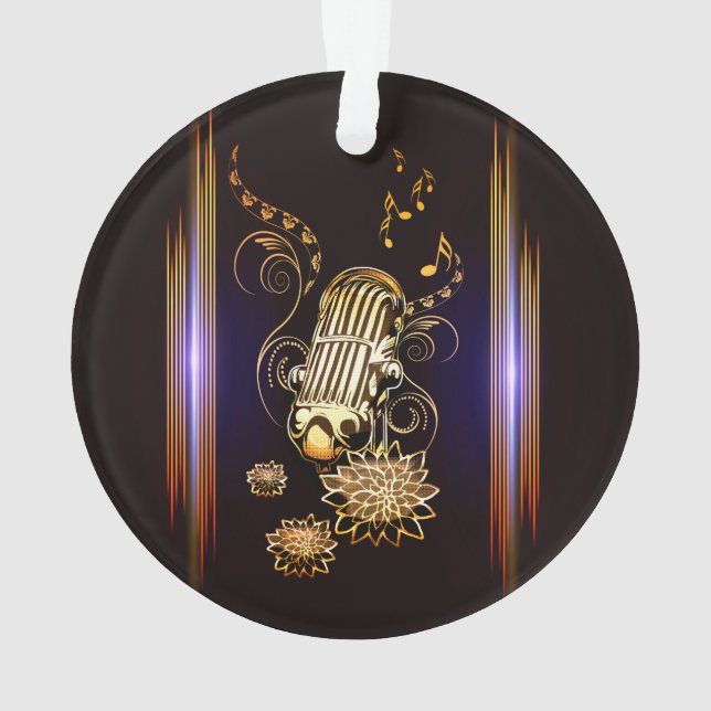 Ornamento Música, microfone dourado (Verso)