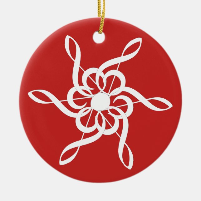 Ornamento Musical de Clef Snowflake de Red Treble (Frente)