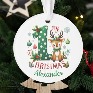 Ornamento My 1st Christmas Little Reideer Photo