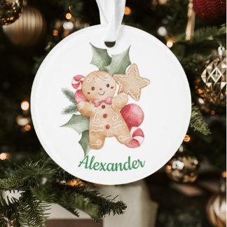 Ornamento My 1st Christmas Watercolor Gingerbread Photo
