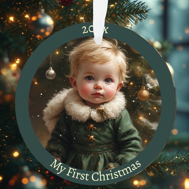 Ornamento My First Christmas Madonna Personalized Baby Photo (My First Christmas Madonna Personalized Baby Photo Ornament)