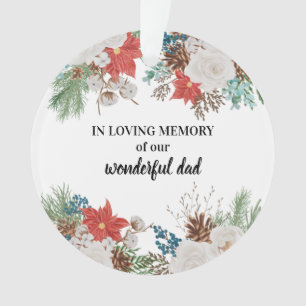 Ornamento Na memória amorosa Poinsettia & Pine Cones Natal