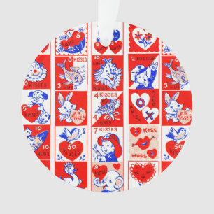Ornamento Namorados Retro Love Hugs Padrão de Corte