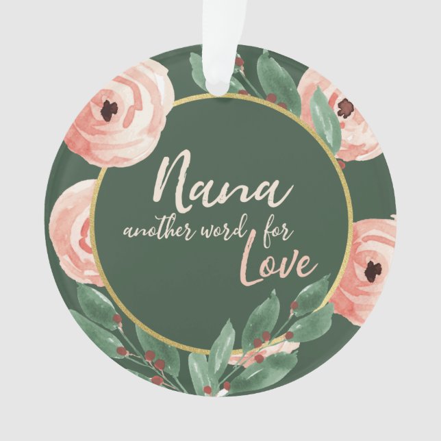 Ornamento Nana Love Floral Berry Rosa com Foto (Frente)