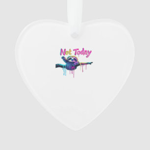 Ornamento Não Hoje � Sloth Colorido Neon Arte Camiseta Cláss