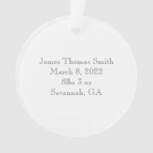 Ornamento Nascença do bebê Anúncio FOTO do Unisex Preto Bran