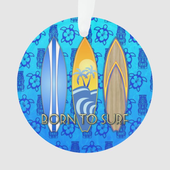 Ornamento Nascer para surfar Tiki azul (Frente)