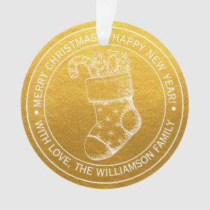 Ornamento Natais vintages que param o feriado desejam Dourad