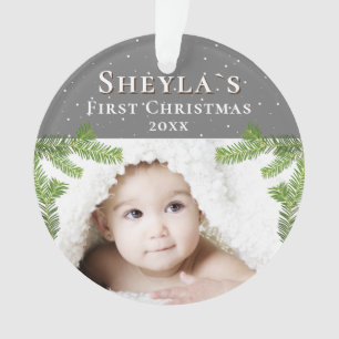 Ornamento Natal Adorável Bebê no Primeiro Natal 2 Foto