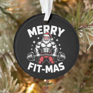 Ornamento Natal Alegre Fitness Papai Noel Levantamento de Pe