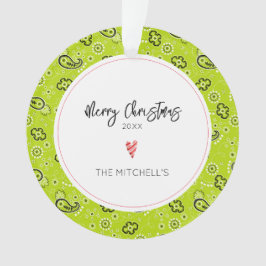 Ornamento Natal anual do nome do padrão Bandana verde