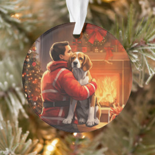 Ornamento Natal Beagle, Presente para Amante de Cães Bombeir