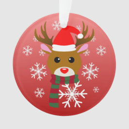 Ornamento Natal Branco Rudolph Rudolph, Rena Nosada Vermelha