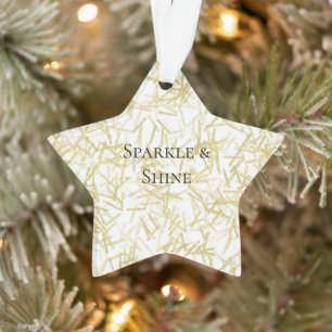 Ornamento Natal Brilho Glamouroso Dourado Branco