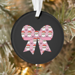 Ornamento Natal Coquete Laço Rosa Papai Noel Vintage Retro