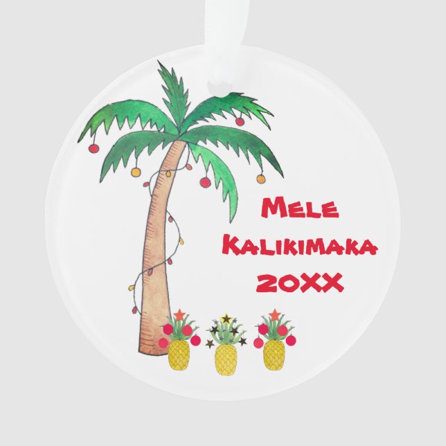 Ornamento Natal da Ilha das Árvores Mele Kalikimaka (Frente)