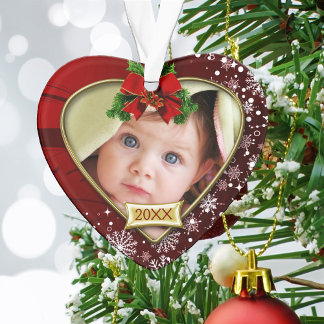 Ornamento Natal de 1rua de Bebê com Flocos de Neve
