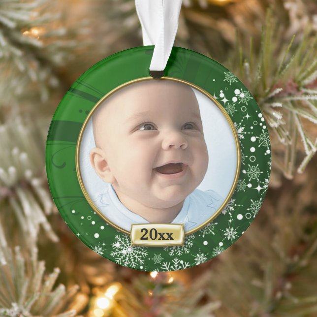Ornamento Natal de 1rua de Green Frame Baby (Árvore)