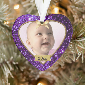 Ornamento Natal de 1rua do Bebê Roxo/Dourado