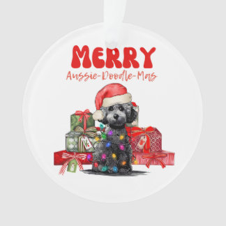 Ornamento Natal de Aussie Doodle - Feliz Aussie-Doodle-Mas