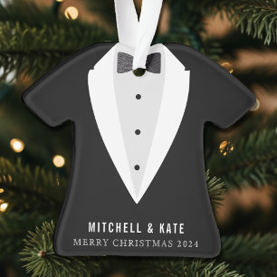 Ornamento Natal de Casamento Formal de Tuxedo Suit Bowtie