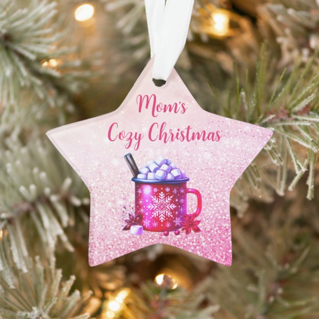 Ornamento Natal de Chocolate Quente Rosa (Árvore)