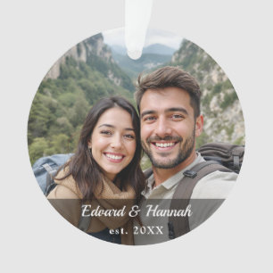 Ornamento Natal de Foto de Casal Elegante mínimo