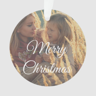 Ornamento natal de fotos da família de lado personalizado 2