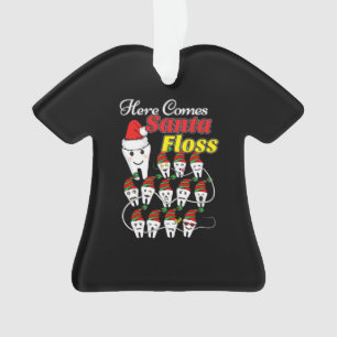 Ornamento Natal Dentista - Papais noeis Floss Xmas Pun