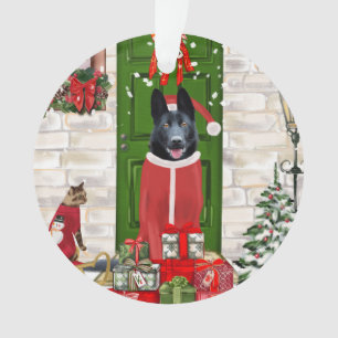 Ornamento Natal do Cão German shepherd Negro