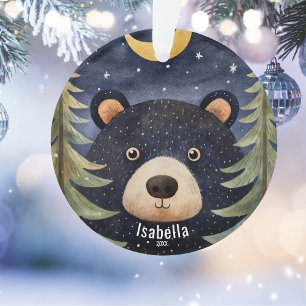 Ornamento Natal do Urso Negro Personalizado