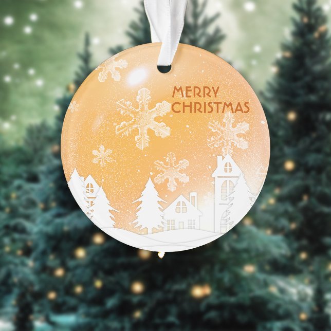 Ornamento Natal Dourado da Casa Branca de Neve Natal Ano Nov (Criador carregado)