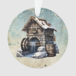 Ornamento Natal em um antigo moinho de água no campo