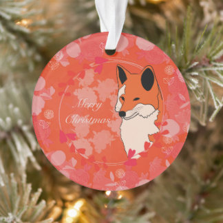 Ornamento natal feliz, natal, fox, flores, natureza, gi