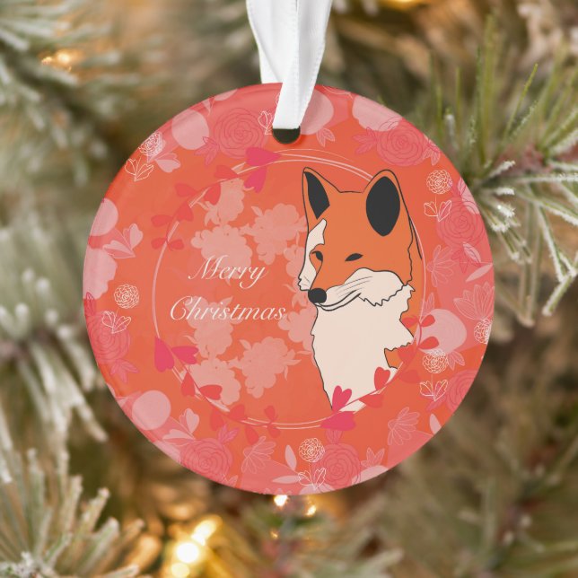 Ornamento natal feliz, natal, fox, flores, natureza, gi (Árvore)