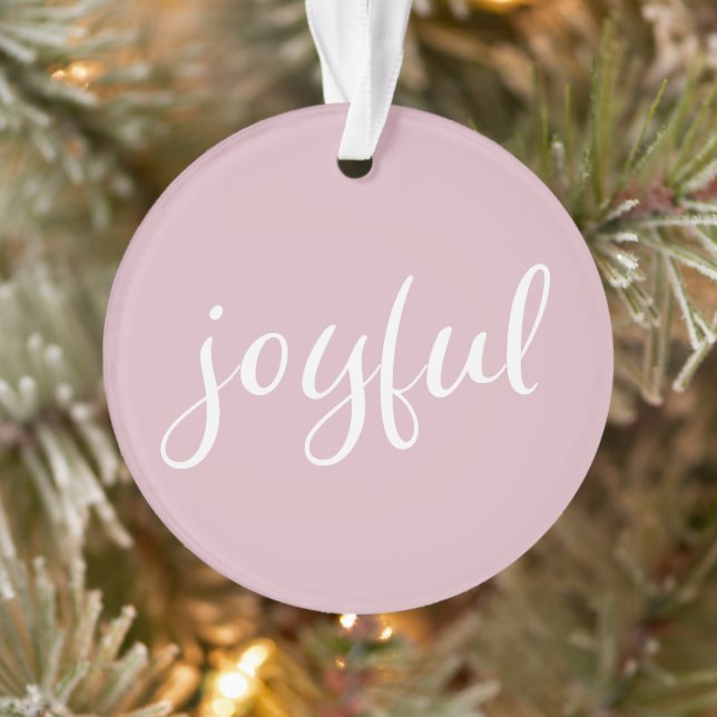 Ornamento Natal Feriado Rosa Pastel Alegre Script (Árvore)