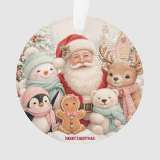 Ornamento Natal fofo com Papai Noel, Pinguim, Urso, Rena