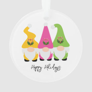 Ornamento Natal Gnomos Felizes Feriados Nome Ano Checador