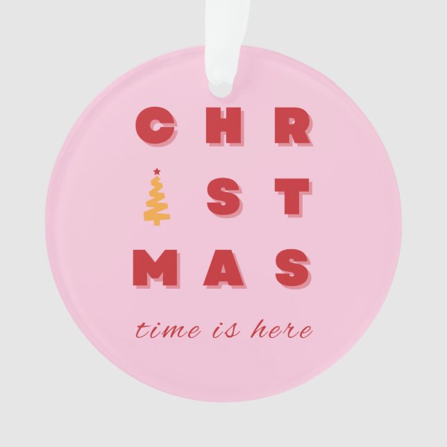 Ornamento Natal, Natal Vermelho e Rosa, Férias (Frente)