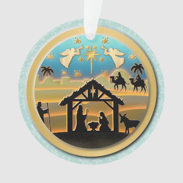 Ornamento Natal Natividade Bebê Jesus na cena de Manger (Frente)