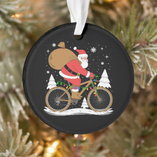 Ornamento Natal Papai Noel Ciclista Luzes de Bicicleta Cicli