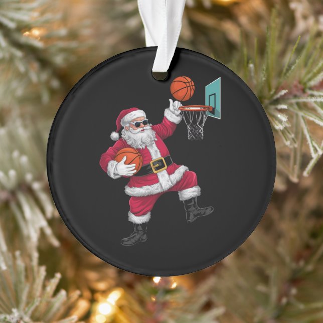 Ornamento Natal Papai Noel Dunking Um Xmas De Basquete (Árvore)