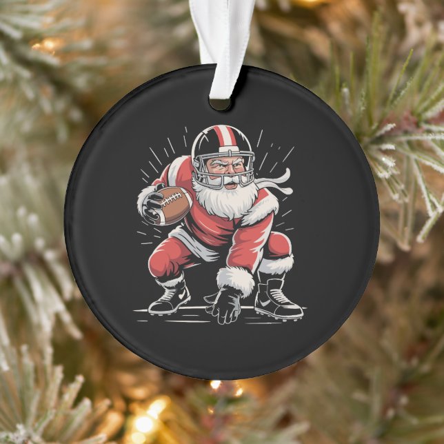 Ornamento Natal Papai Noel Futebol Lineman Quarterback  (Árvore)