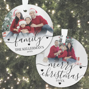 Ornamento Natal para a dupla família de fotos personalizada