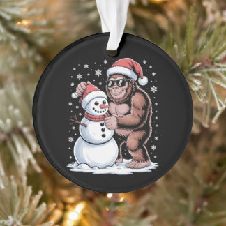 Ornamento Natal Pé Grande Sasquatch Boneco de Neve Chapéu do