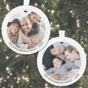 Ornamento Natal Personalizado de Família com Duas Fotos em A
